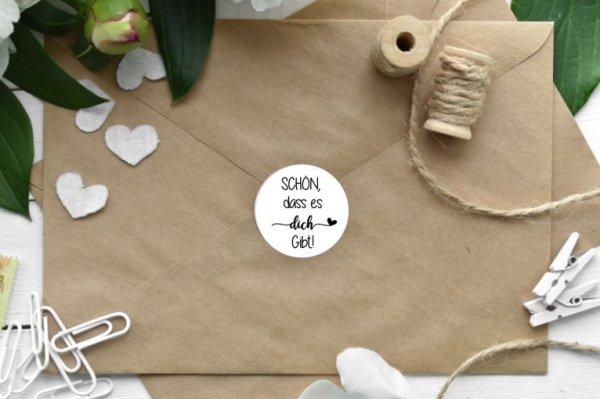 70 zuckersüße Mini Sticker Aufkleber Schön, dass es dich gibt 2,5cm Etiketten selbstklebend von Lüttentüddel® -